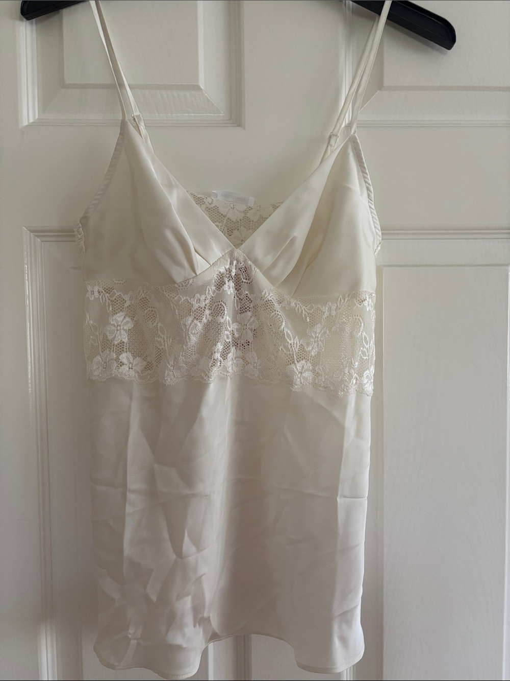 Women's Ivory Lace Satin Chemise Top